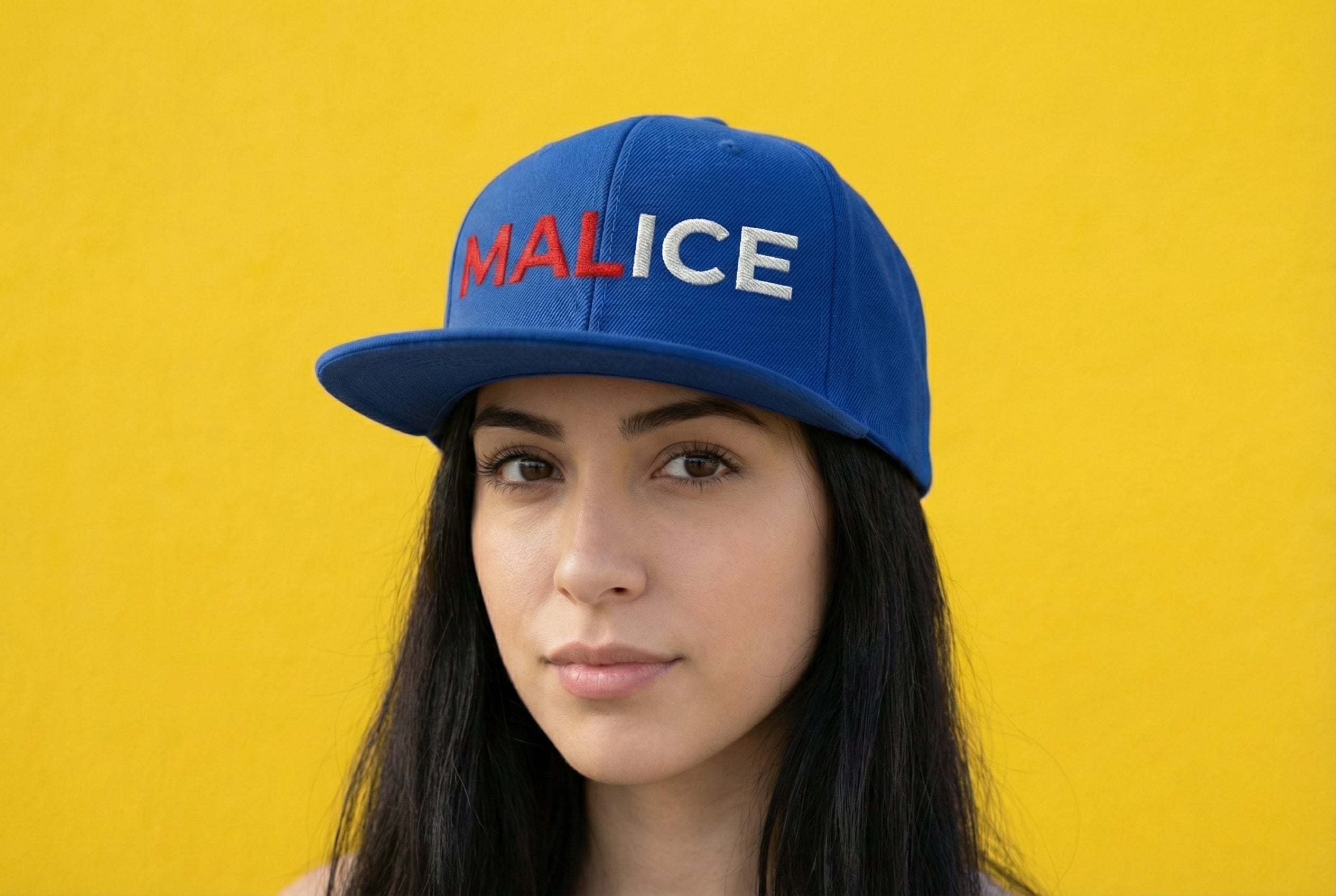 MALICE WHITE TEXT Snapback Hat