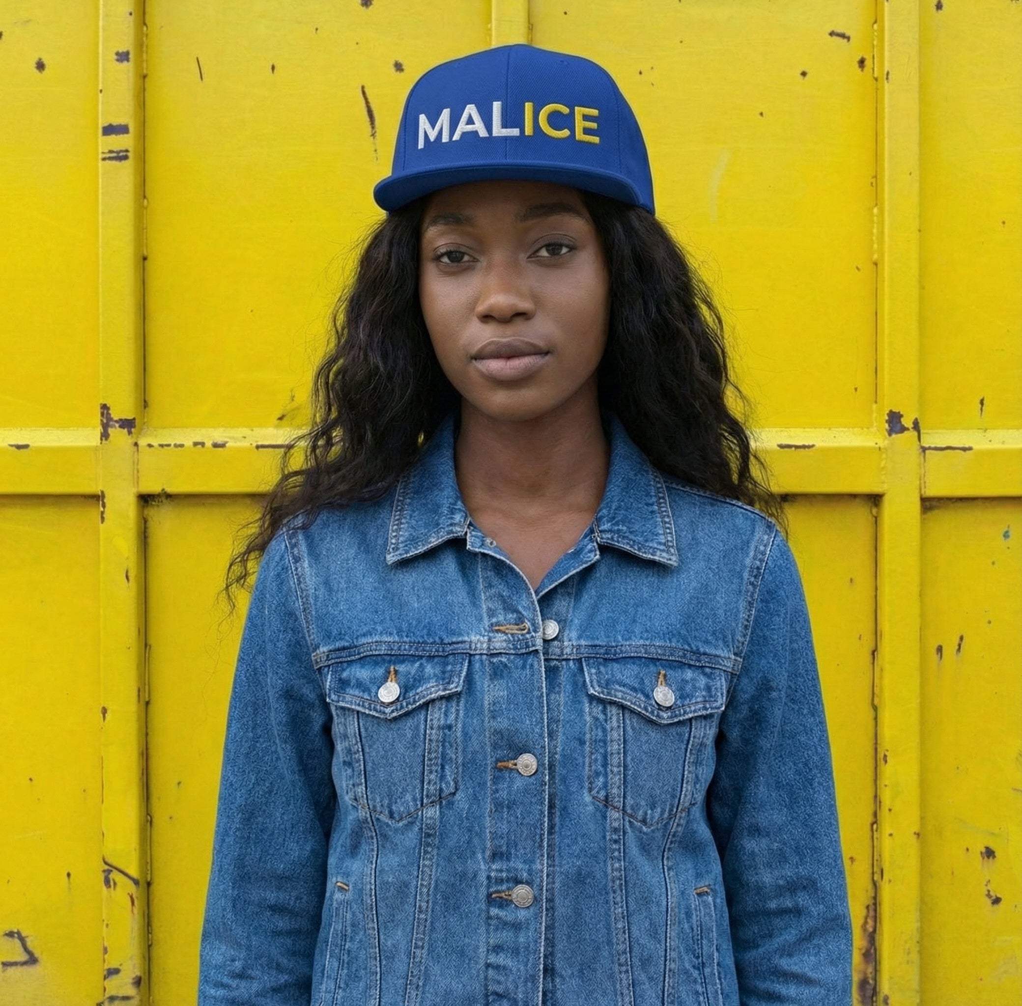 MALICE YELLOW TEXT Protest Snapback Hat