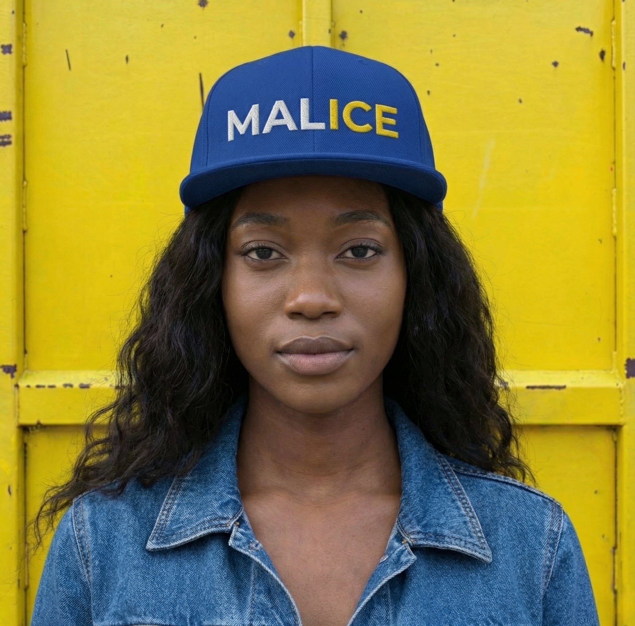 MALICE YELLOW TEXT Protest Snapback Hat