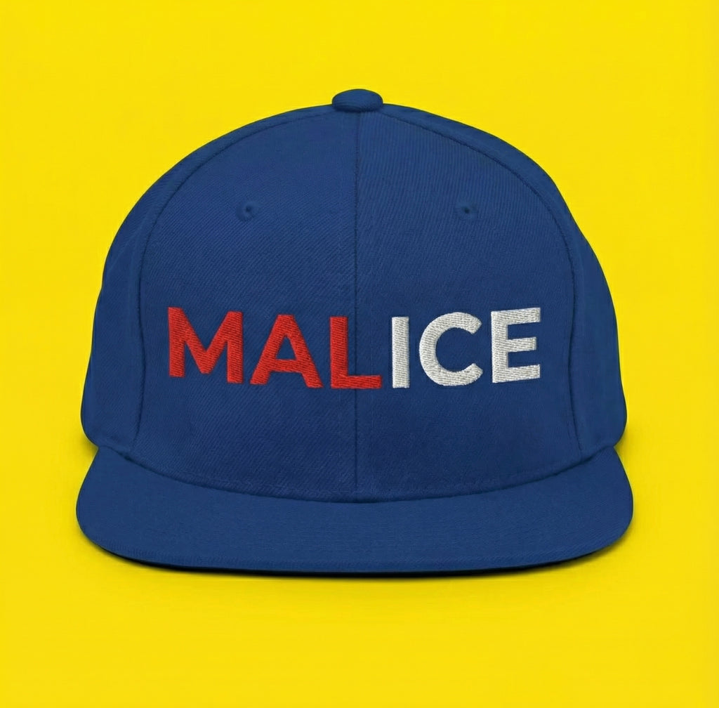 MALICE WHITE TEXT Snapback Hat